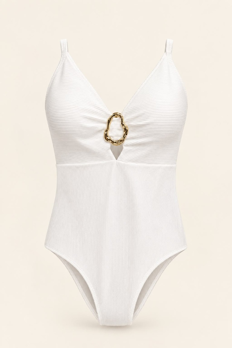 Body branco com detalhe dourado