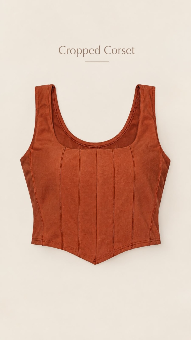 Cropped corset terracota