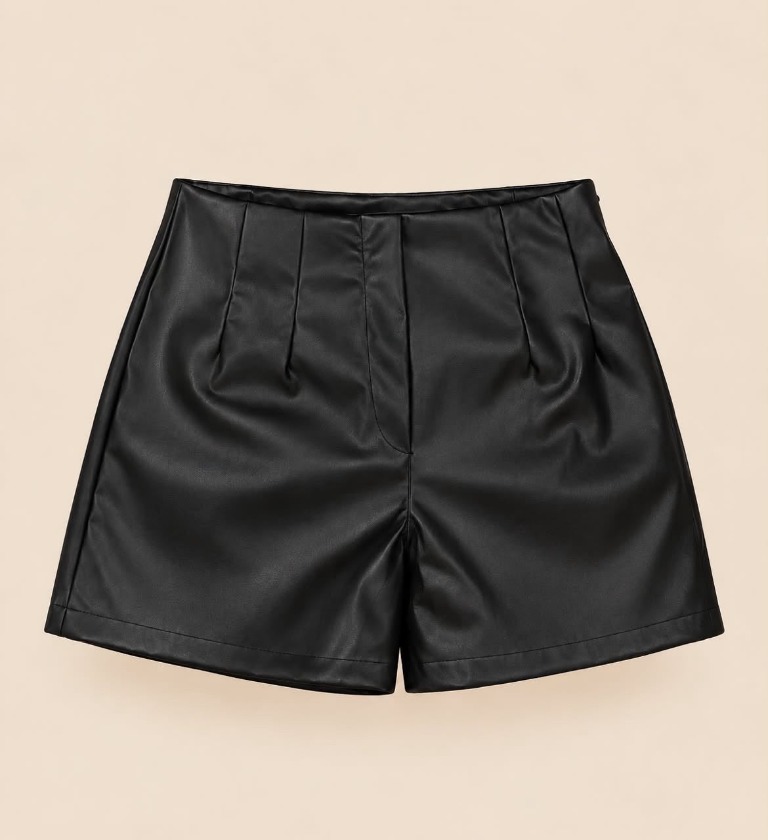 Short de couro preto