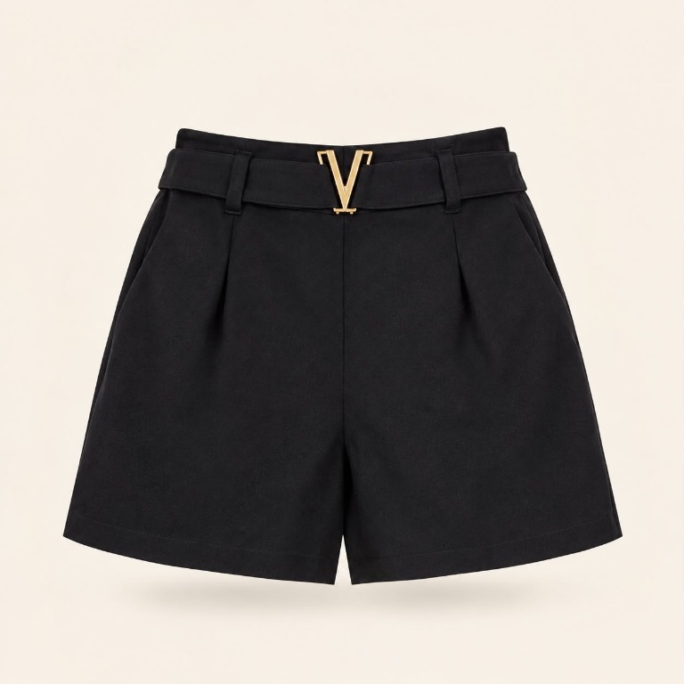 Short preto com detalhe dourado